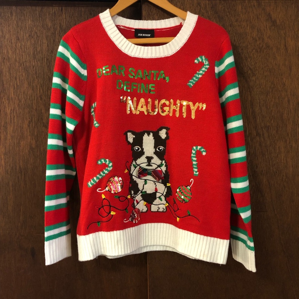 Joe Boxer Red and White Naughty Dog Sweater